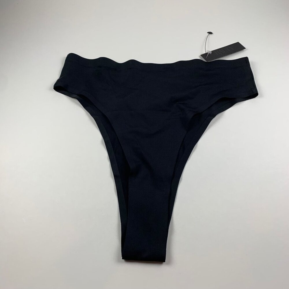 Hauty Women's Bonded High Waisted Black‎ Cheeky Nylon Underwear Panty Size S NWT
